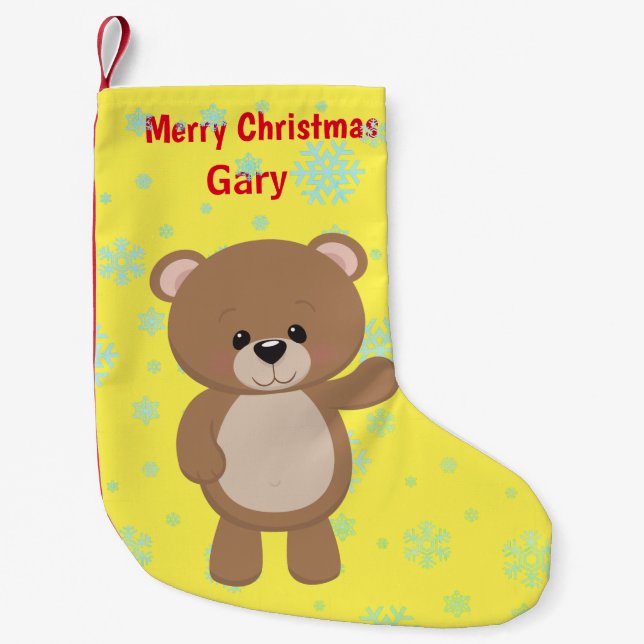 Calcetín Navideño Pequeño Oso de Teddy (Anverso)
