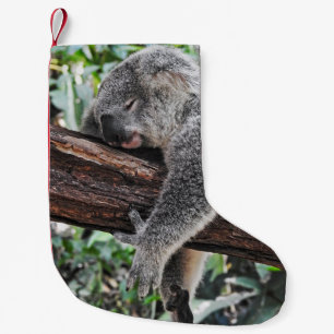 CALCETÍN NAVIDEÑO PEQUEÑO OSO KOALA DURMIENDO EN ÁRBOL