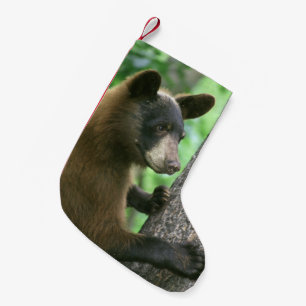 Calcetín Navideño Pequeño Oso negro en las maderas