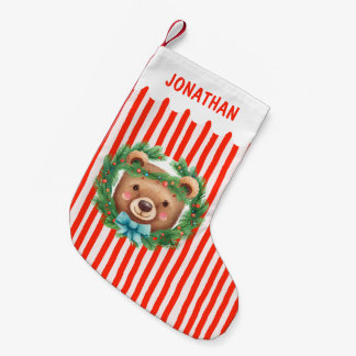 Calcetín Navideño Pequeño Oso Niños Niñas Lindo Nombre Personalizado Niño Ro