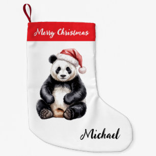 Calcetín Navideño Pequeño Oso Panda Lindo Navidad Personalizada Feliz