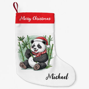 Calcetín Navideño Pequeño Oso panda lindo Navidad personalizada Feliz Navida