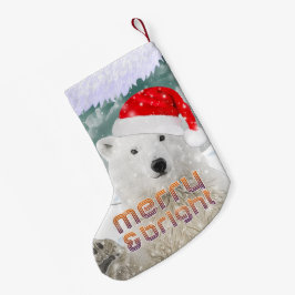Calcetín Navideño Pequeño Oso Polar Santa | Navidades Beary Stocking