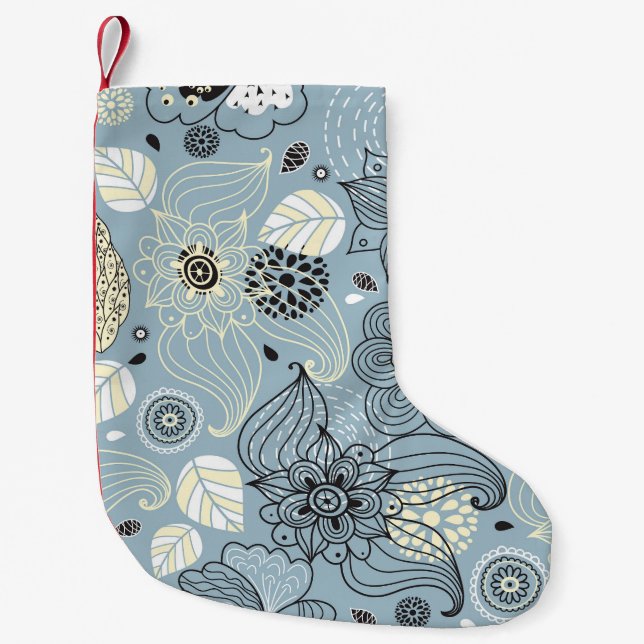 Calcetín Navideño Pequeño Otoño floral: Elegante diseño estacional (Anverso)