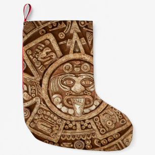 Calcetín Navideño Pequeño Pagan tribal maya: Textura ornamental