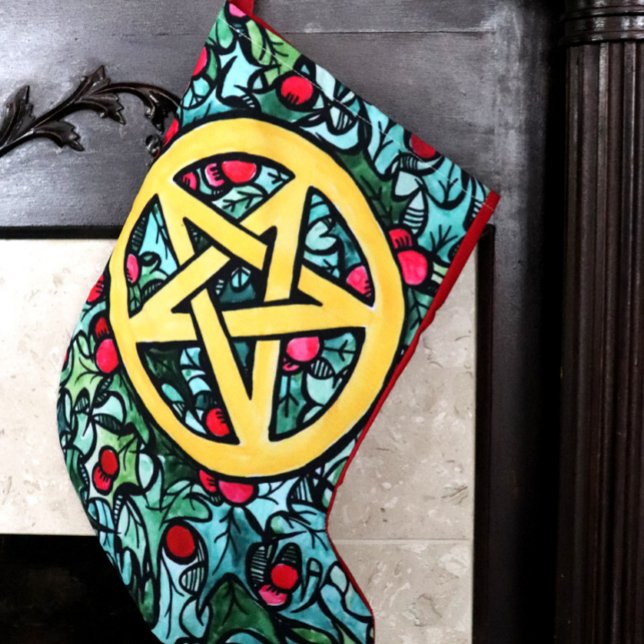 Calcetín Navideño Pequeño Pagan Yule Pentagram (Subido por el creador)