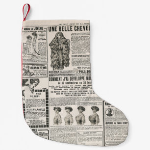 Calcetín Navideño Pequeño Página de periódico con publicidad antigua