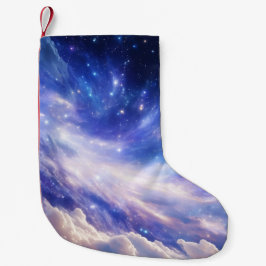 Calcetín Navideño Pequeño Paisaje Cósmico: Nebulosa giratoria y noche estrel