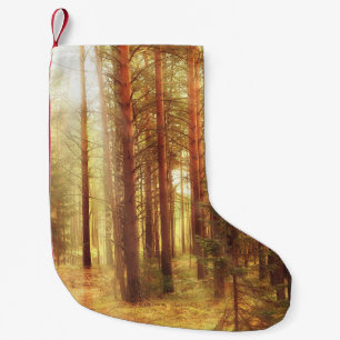 Calcetín Navideño Pequeño paisaje de otoño, rayos solares en las fores