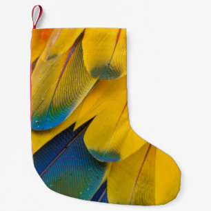 CALCETÍN NAVIDEÑO PEQUEÑO PÁJAROS AZULES Y ROJOS AMARILLOS DE FLORES PARAÍSO