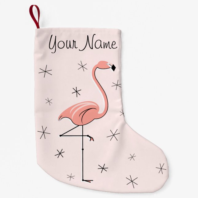 Calcetín Navideño Pequeño Paleta de nombres rosados Flamingo (Anverso)
