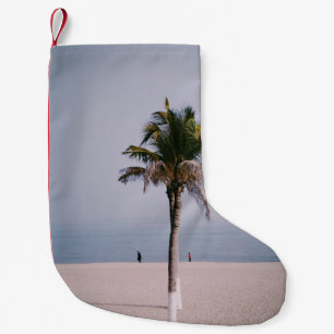 Calcetín Navideño Pequeño Palmera verde a orillas del mar