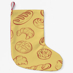 Calcetín Navideño Pequeño Panadería, croissant, patrón inmaculado de aliment