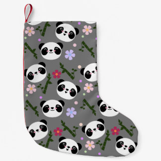 Calcetín Navideño Pequeño Panda de Kawaii en gris