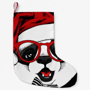 Calcetín Navideño Pequeño panda lindo divertido en Navidad