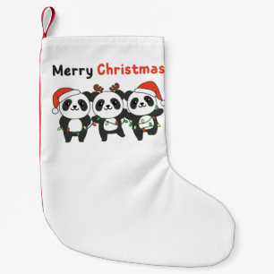 Calcetín Navideño Pequeño Panda Navidades Animales Pandas Feliz Navidad