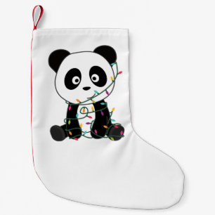 Calcetín Navideño Pequeño Panda Navidades Nieve Animales De Invierno Pandas