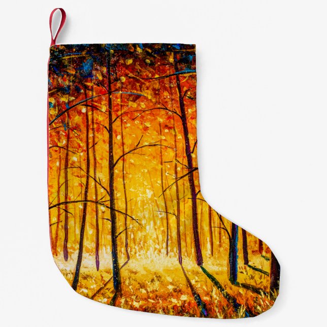 Calcetín Navideño Pequeño Panorama naranja otoño soleado y cálido terreno fo (Anverso)