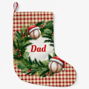 Calcetín Navideño Pequeño Papá de béisbol de Santa Cap Personalizado