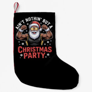 Calcetín Navideño Pequeño Papá Noel afroamericano pijama de Navidad