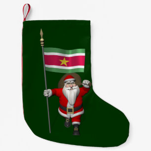 Calcetín Navideño Pequeño Papá Noel con el emblema de Surinam