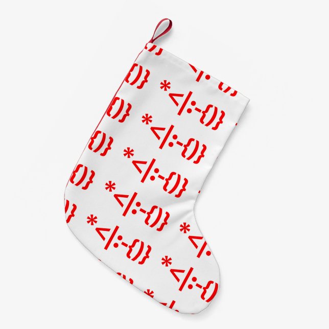 Calcetín Navideño Pequeño Papá Noel con emoticonos de Navidades barba (Frente (Colgado))