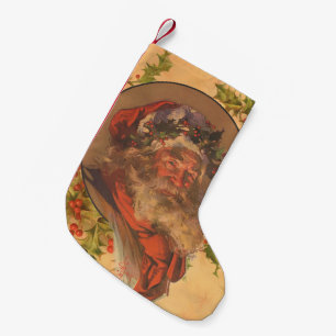 Calcetín Navideño Pequeño Papá Noel Leyendecker Antiguo Victoriano