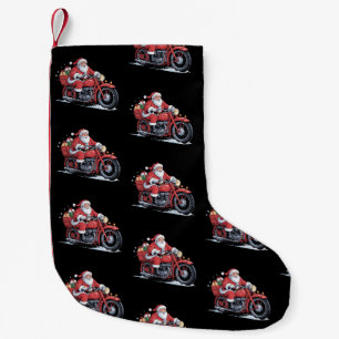 Calcetín Navideño Pequeño Papá Noel Motocicleta Motero Navidad Xmas