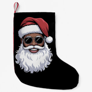 Calcetín Navideño Pequeño Papá Noel Negro Navidad Santa Afro Afroamericano