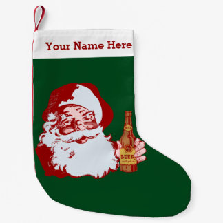 Calcetín Navideño Pequeño Papá Noel retro con nombre divertido del navidad