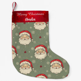 Calcetín Navideño Pequeño Papá Noel Vintage personalizado