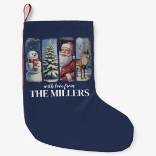 Calcetín Navideño Pequeño Papá Noel Vintage Personalizado Navidad Muñeco de