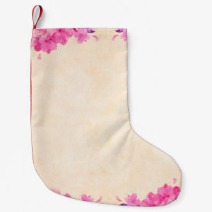 Calcetín Navideño Pequeño Papel de fondo floral de flores