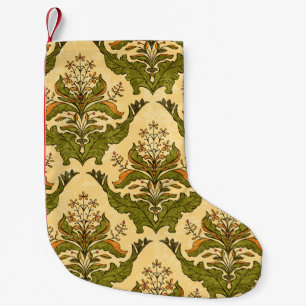 Calcetín Navideño Pequeño Papel de pared de flores clásico: damasco estiliza