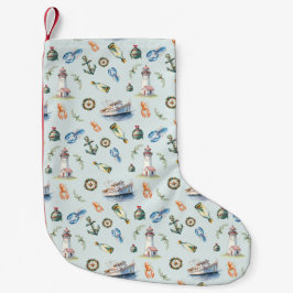 Calcetín Navideño Pequeño Papel de regalo de Navidad costera alegre