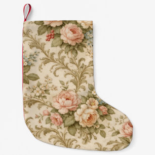 Calcetín Navideño Pequeño Papel pintado de patrón floral vintage