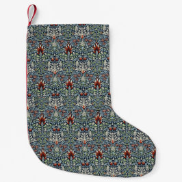 Calcetín Navideño Pequeño Papel pintado floral Morris Navy Blue Snakeshead