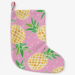 Calcetín Navideño Pequeño Paraíso de la piña: patrón tropical