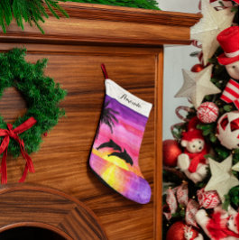 Calcetín Navideño Pequeño Paraíso tropical delfín - Medida personalizada