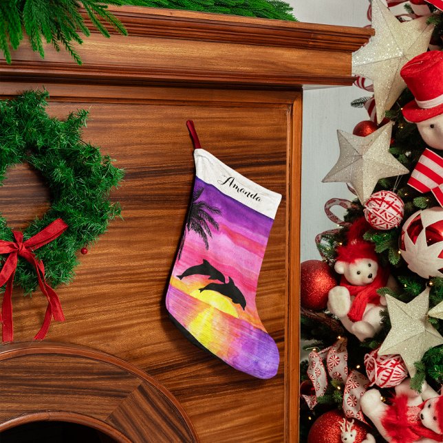 Calcetín Navideño Pequeño Paraíso tropical delfín - Medida personalizada (Subido por el creador)