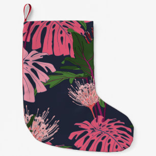 Calcetín Navideño Pequeño Paraíso tropical: hojas y flores exóticas