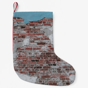Calcetín Navideño Pequeño Pared de ladrillo marrón