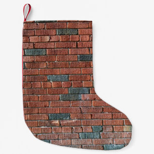 Calcetín Navideño Pequeño Pared de ladrillo rojiza/pardusca vieja
