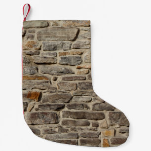 Calcetín Navideño Pequeño Paredes de piedra rústica, decoración texturizada