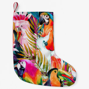 Calcetín Navideño Pequeño Parroquias acuáticas: Patrón tropical sin foco