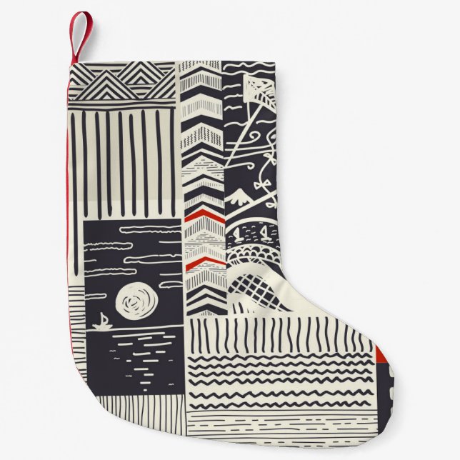 Calcetín Navideño Pequeño Parte de madera con pintura verde pelada, abstract (Anverso)