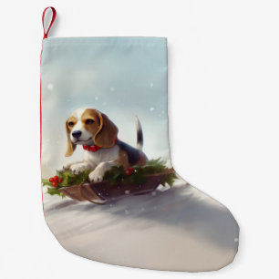 Calcetín Navideño Pequeño Pascua de Navidad nieve invierno Beagle