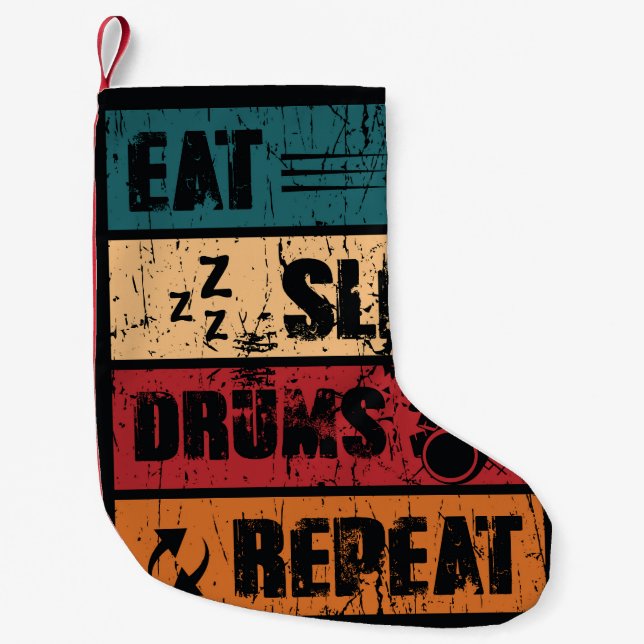 Calcetín Navideño Pequeño Pasión del tambor: ilustracion de diseño de camise (Anverso)