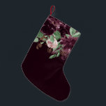 Calcetín Navideño Pequeño Pasiones amorosas | Dramático modelo de Rosa de vi<br><div class="desc">El drama y la intriga se funden con la elegancia sofisticada en esta paleta de colores de tono jovial con acuarela pintada a mano floral en lujosos tonos violeta de vino, burdeos y sangría polvorienta adornada con acentos botánicos verdes. De la colección "Boho Bloom", esta disposición incluye un rico ramo...</div>
