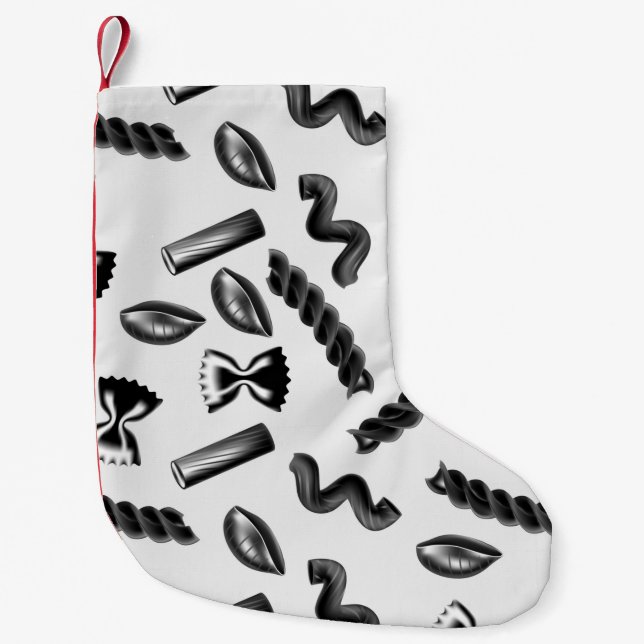 Calcetín Navideño Pequeño Pasta Diversidad Alimentos Gris Italia Alimentos d (Anverso)